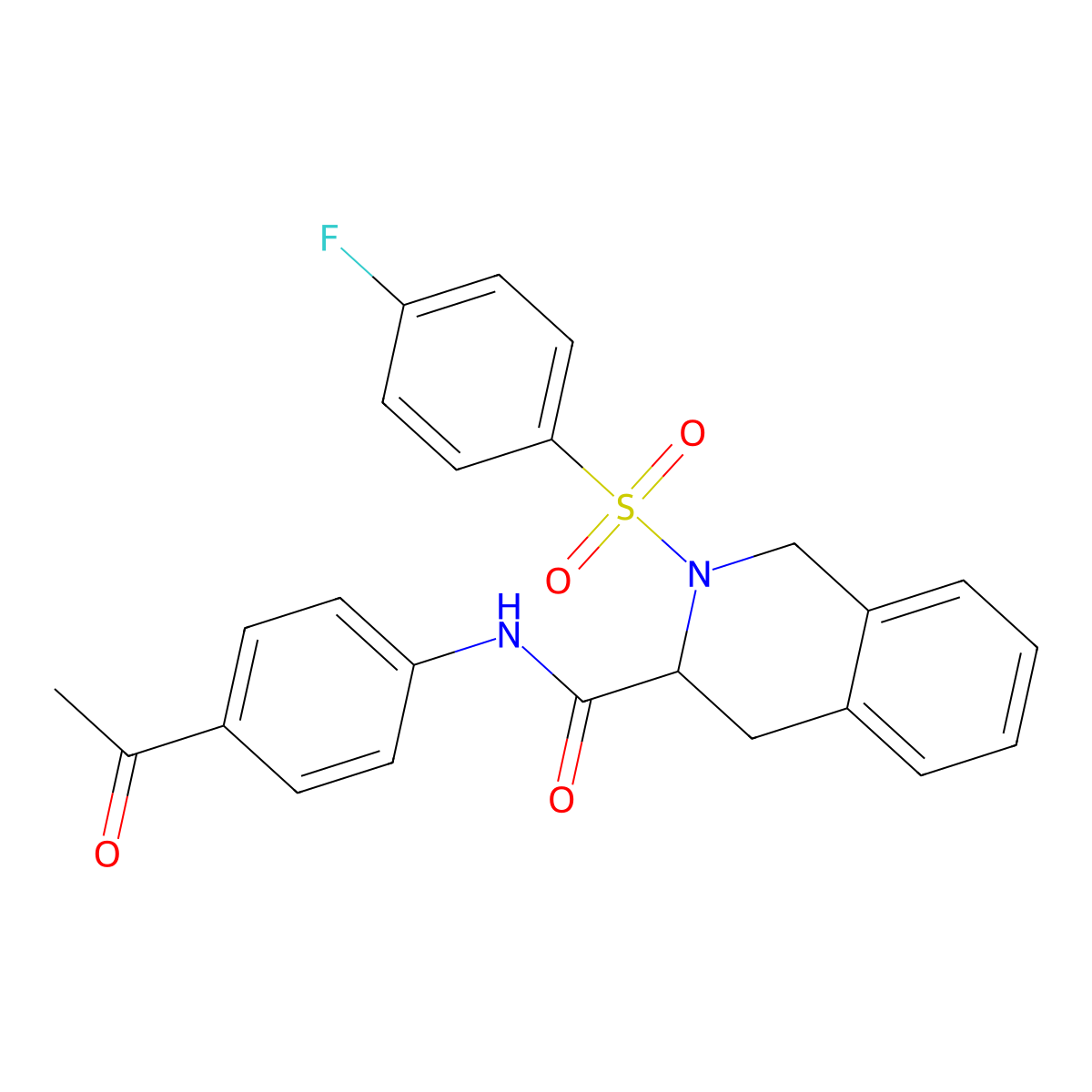 N-(4-acetylphenyl)-2-(4-fluorobenzenesulfonyl)-1,2,3,4-tetrahydroisoquinoline-3-carboxamide molecular structure, CAS 380489-70-3