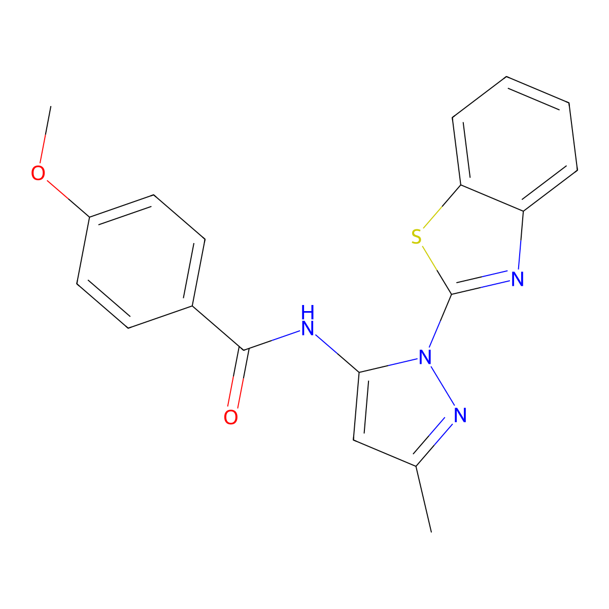 N-[2-(1,3-benzothiazol-2-yl)-5-methylpyrazol-3-yl]-4-methoxybenzamide molecular structure, CAS 380489-84-9