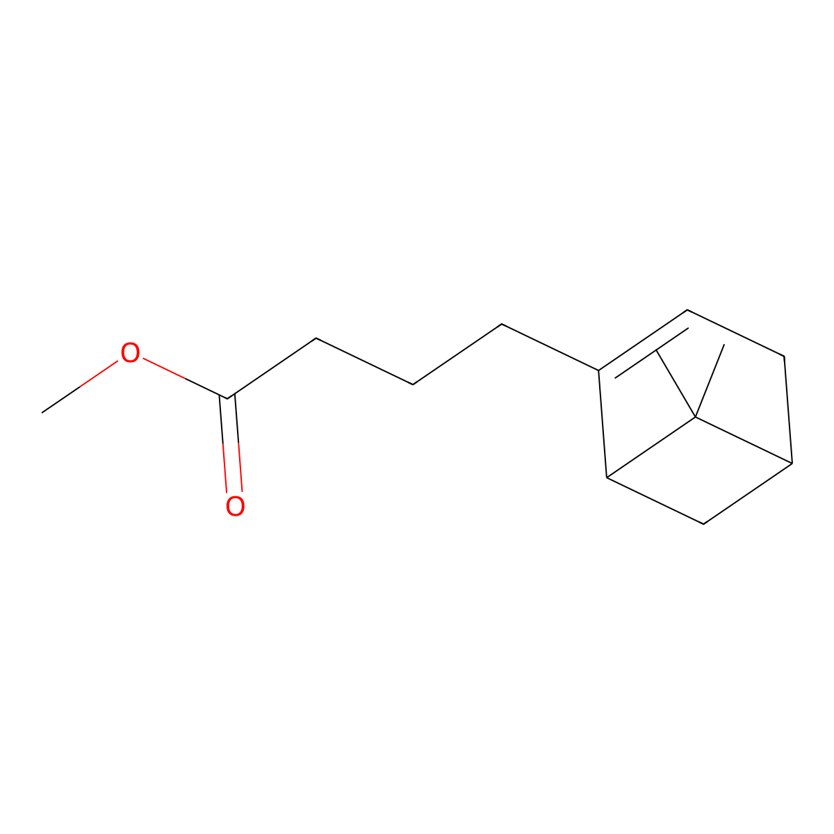 Bicyclo(3.1.1)hept-2-ene-2-butanoic acid, 6,6-dimethyl-, methyl ester molecular structure, CAS 38049-29-5
