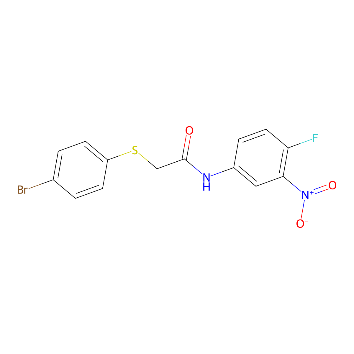 2-[(4-bromophenyl)sulfanyl]-N-(4-fluoro-3-nitrophenyl)acetamide molecular structure, CAS 380490-98-2