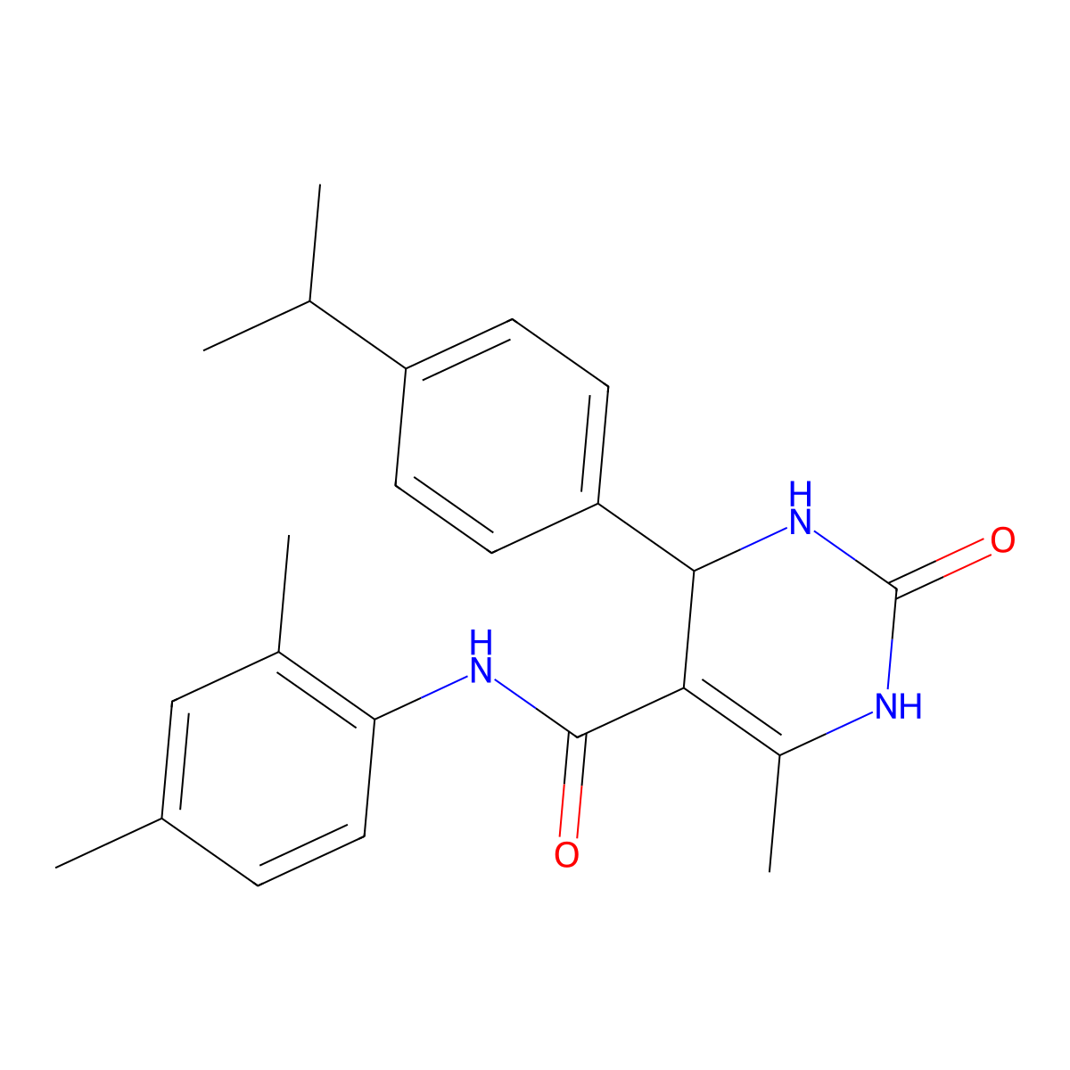 N-(2,4-dimethylphenyl)-6-methyl-2-oxo-4-(4-propan-2-ylphenyl)-3,4-dihydro-1H-pyrimidine-5-carboxamide molecular structure, CAS 380491-22-5