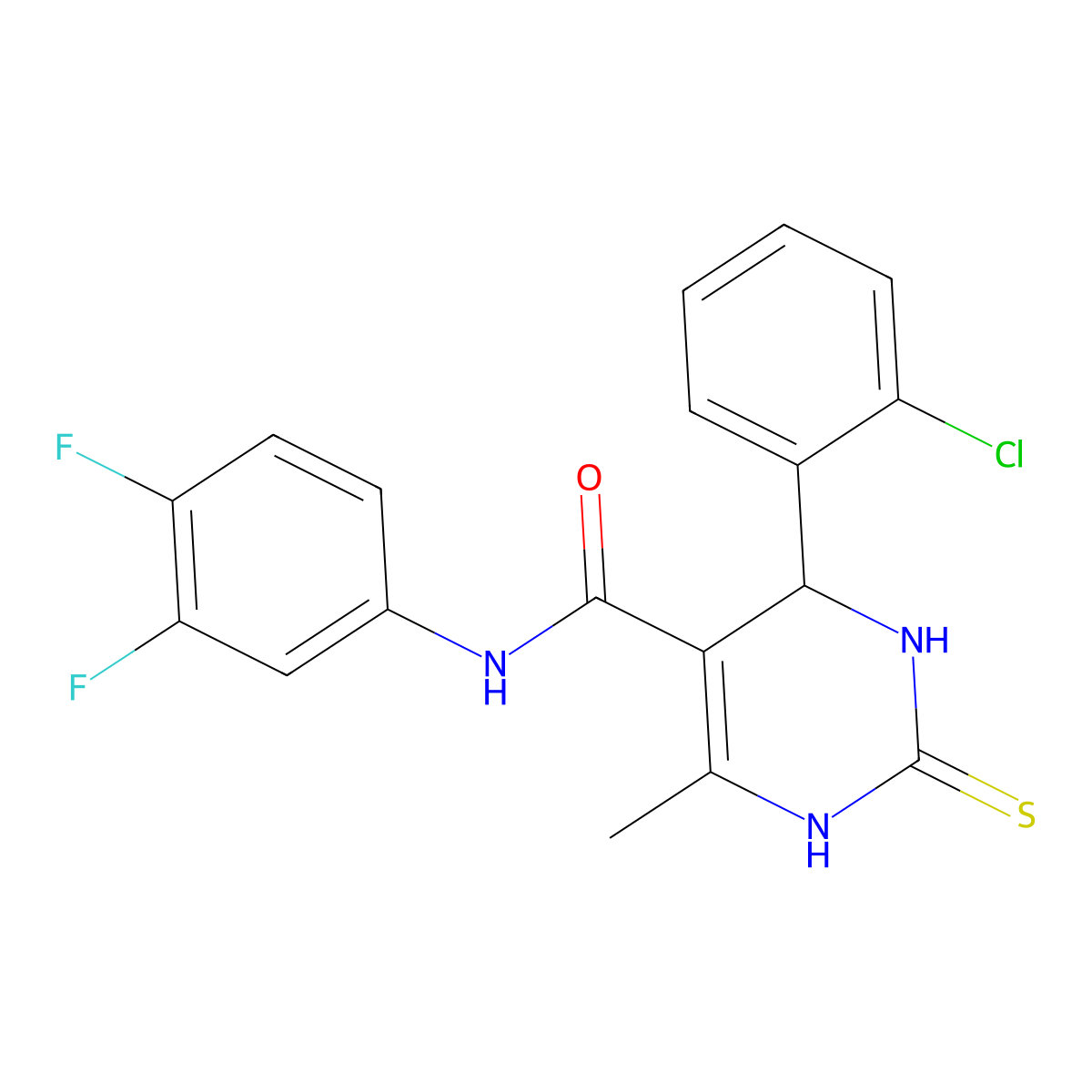 4-(2-chlorophenyl)-N-(3,4-difluorophenyl)-6-methyl-2-thioxo-1,2,3,4-tetrahydropyrimidine-5-carboxamide molecular structure, CAS 380491-24-7