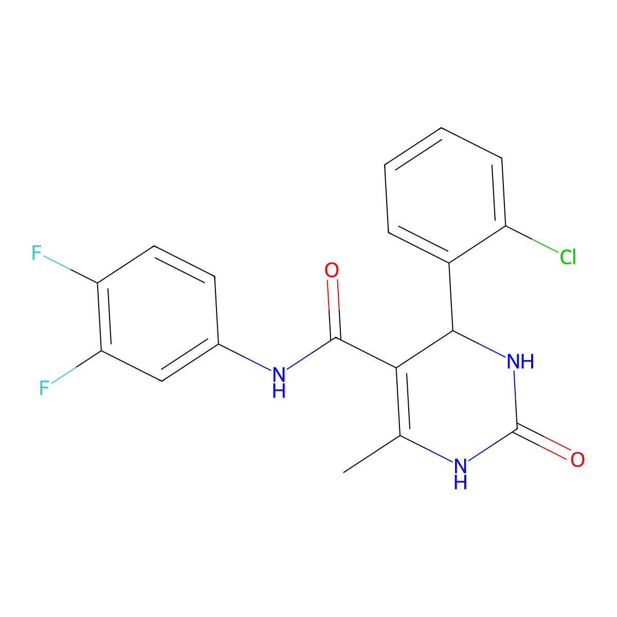 4-(2-chlorophenyl)-N-(3,4-difluorophenyl)-6-methyl-2-oxo-1,2,3,4-tetrahydropyrimidine-5-carboxamide molecular structure, CAS 380491-26-9