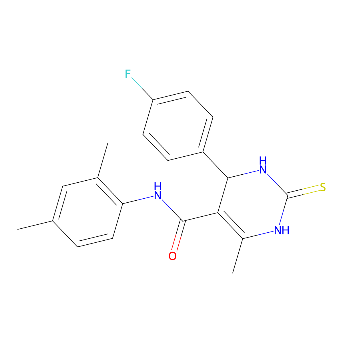 N-(2,4-dimethylphenyl)-4-(4-fluorophenyl)-6-methyl-2-thioxo-1,2,3,4-tetrahydropyrimidine-5-carboxamide molecular structure, CAS 380491-28-1