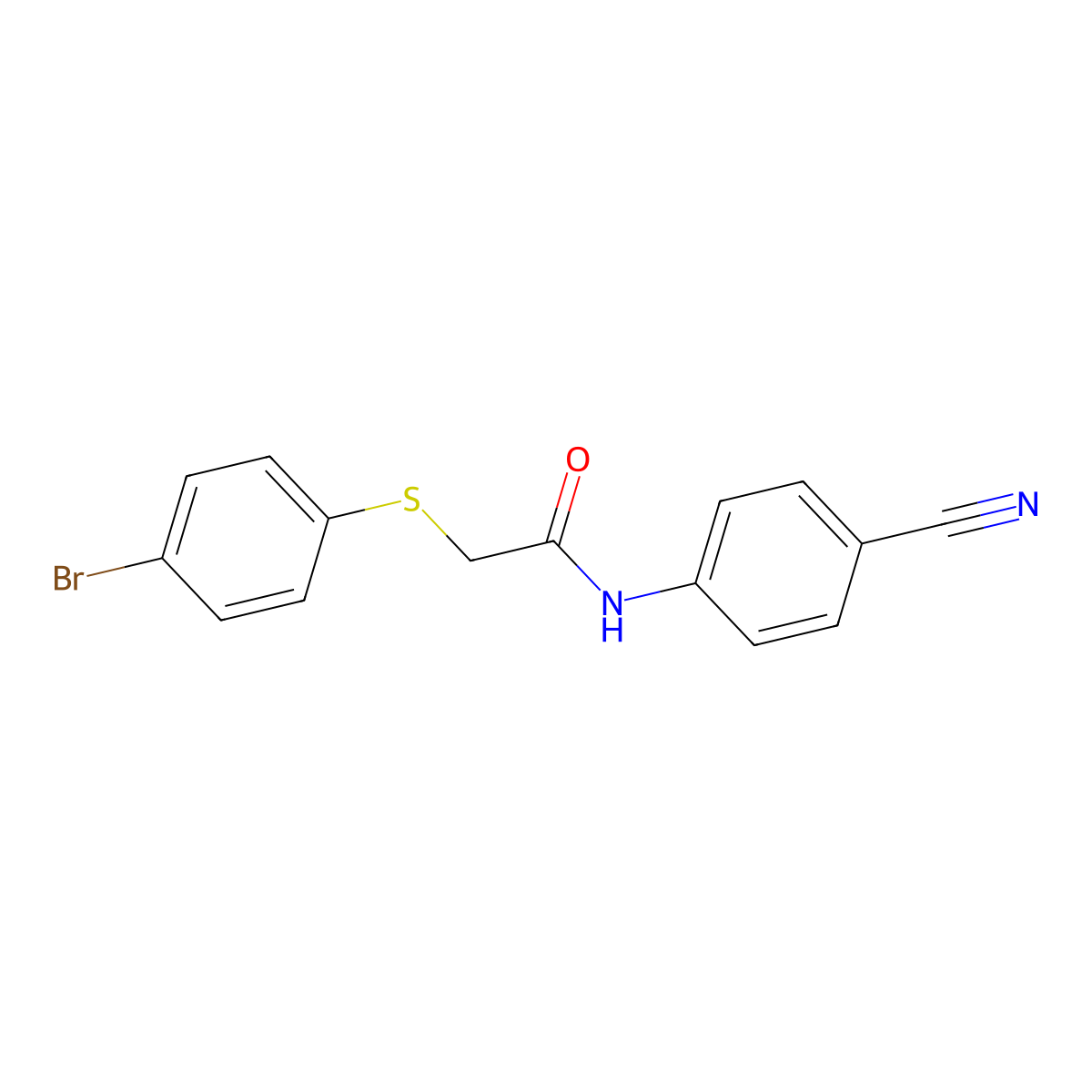 2-(4-bromophenyl)sulfanyl-N-(4-cyanophenyl)acetamide molecular structure, CAS 380491-42-9