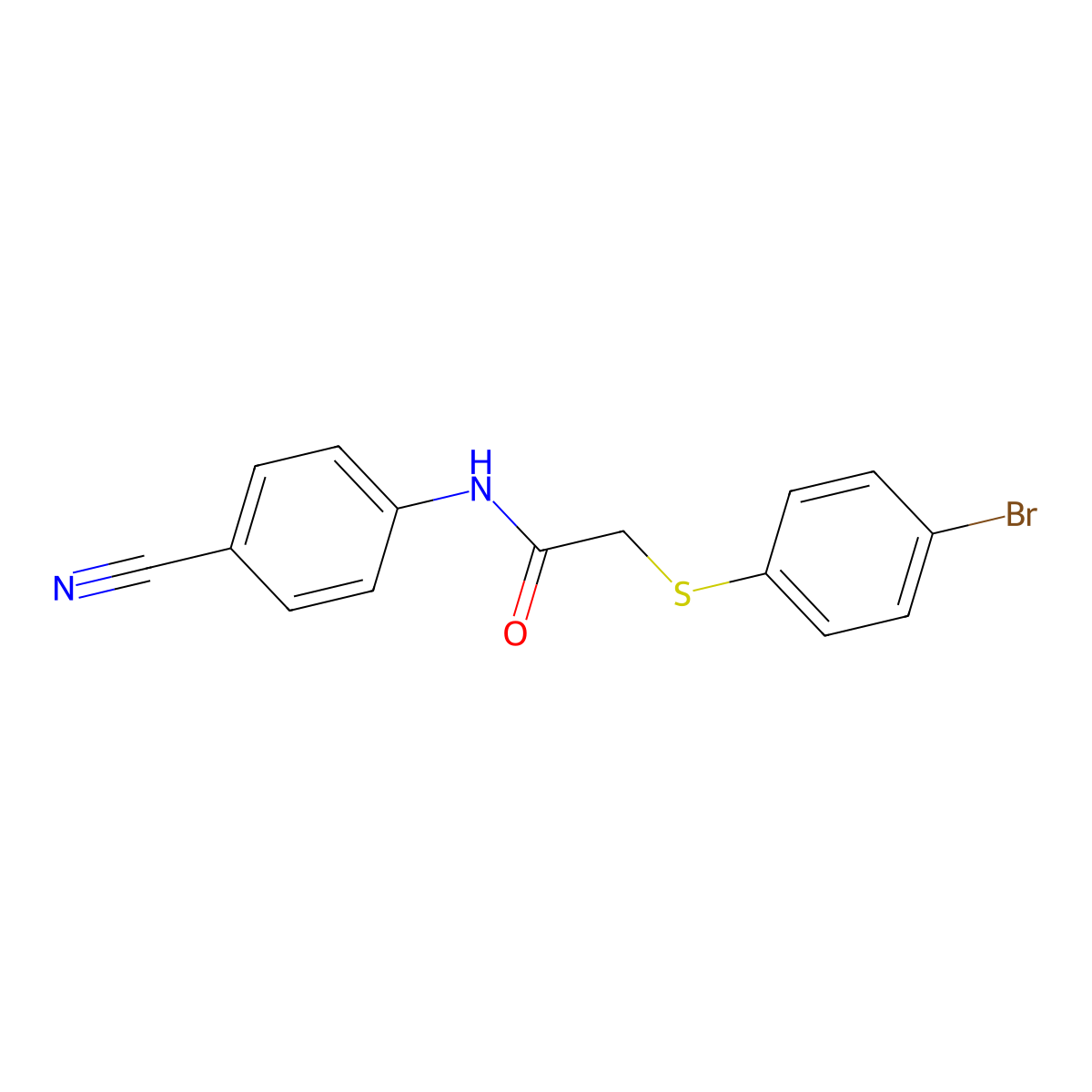 2-(4-bromophenyl)sulfanyl-N-(4-cyanophenyl)acetamide molecular structure, CAS 380491-42-9