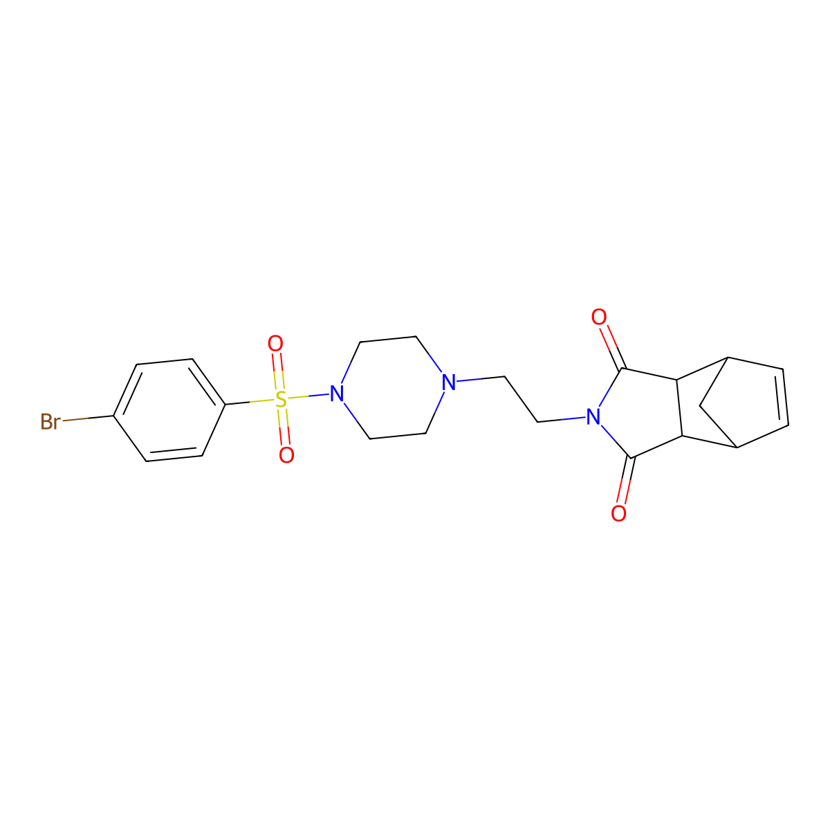 2-(2-{4-[(4-bromophenyl)sulfonyl]piperazin-1-yl}ethyl)-3a,4,7,7a-tetrahydro-1H-4,7-methanoisoindole-1,3(2H)-dione molecular structure, CAS 380491-54-3