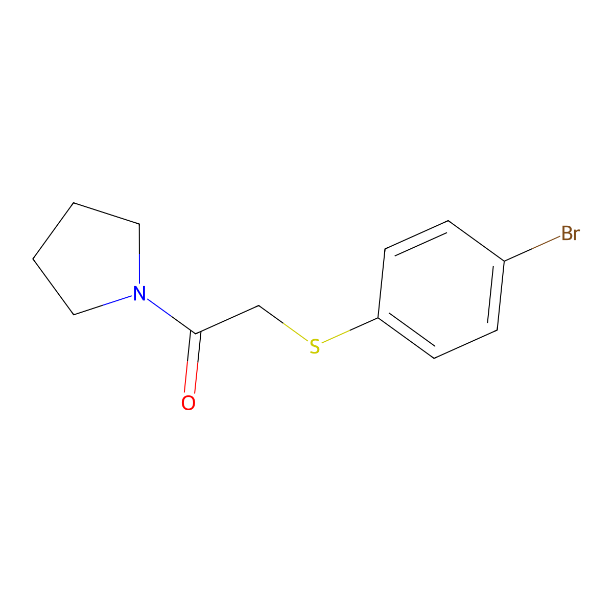 2-[(4-Bromophenyl)sulfanyl]-1-(pyrrolidin-1-yl)ethan-1-one molecular structure, CAS 380491-59-8