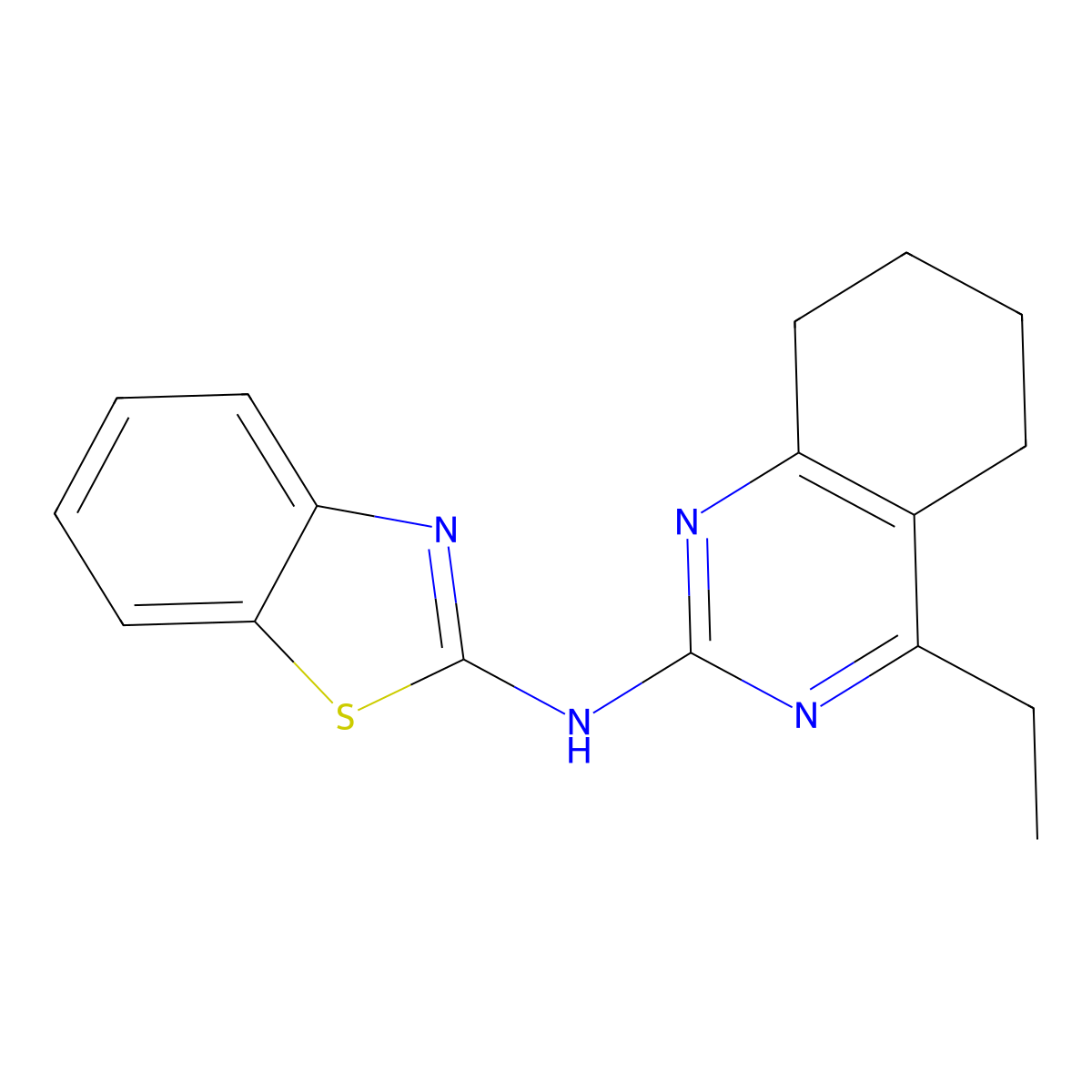 N-(1,3-benzothiazol-2-yl)-4-ethyl-5,6,7,8-tetrahydroquinazolin-2-amine molecular structure, CAS 380491-63-4