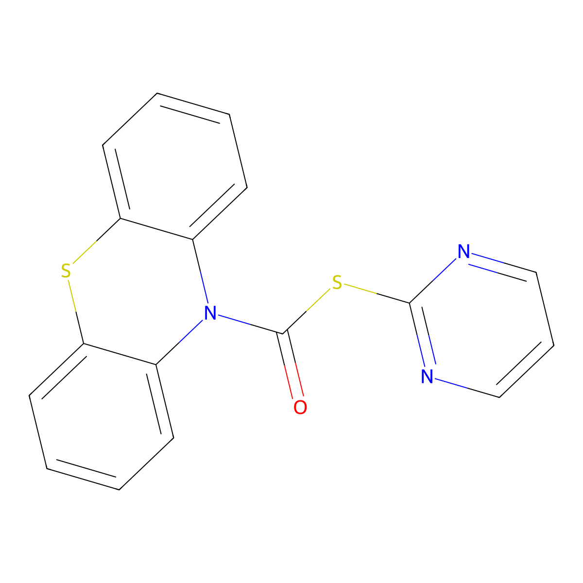 Phenothiazin-10-yl pyrimidin-2-ylthio ketone molecular structure, CAS 380491-68-9