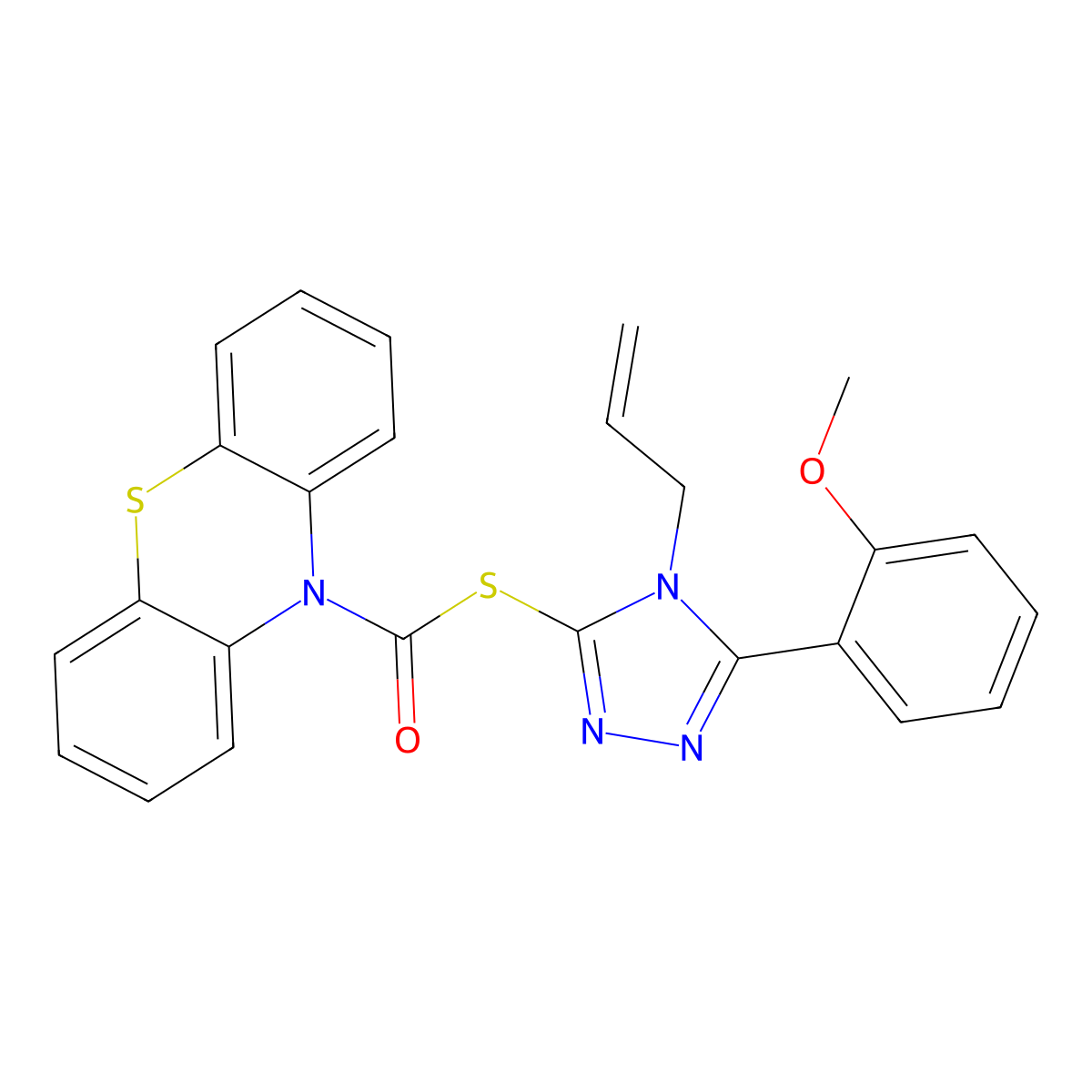 S-[4-allyl-5-(2-methoxyphenyl)-4H-1,2,4-triazol-3-yl] 10H-phenothiazine-10-carbothioate molecular structure, CAS 380491-69-0