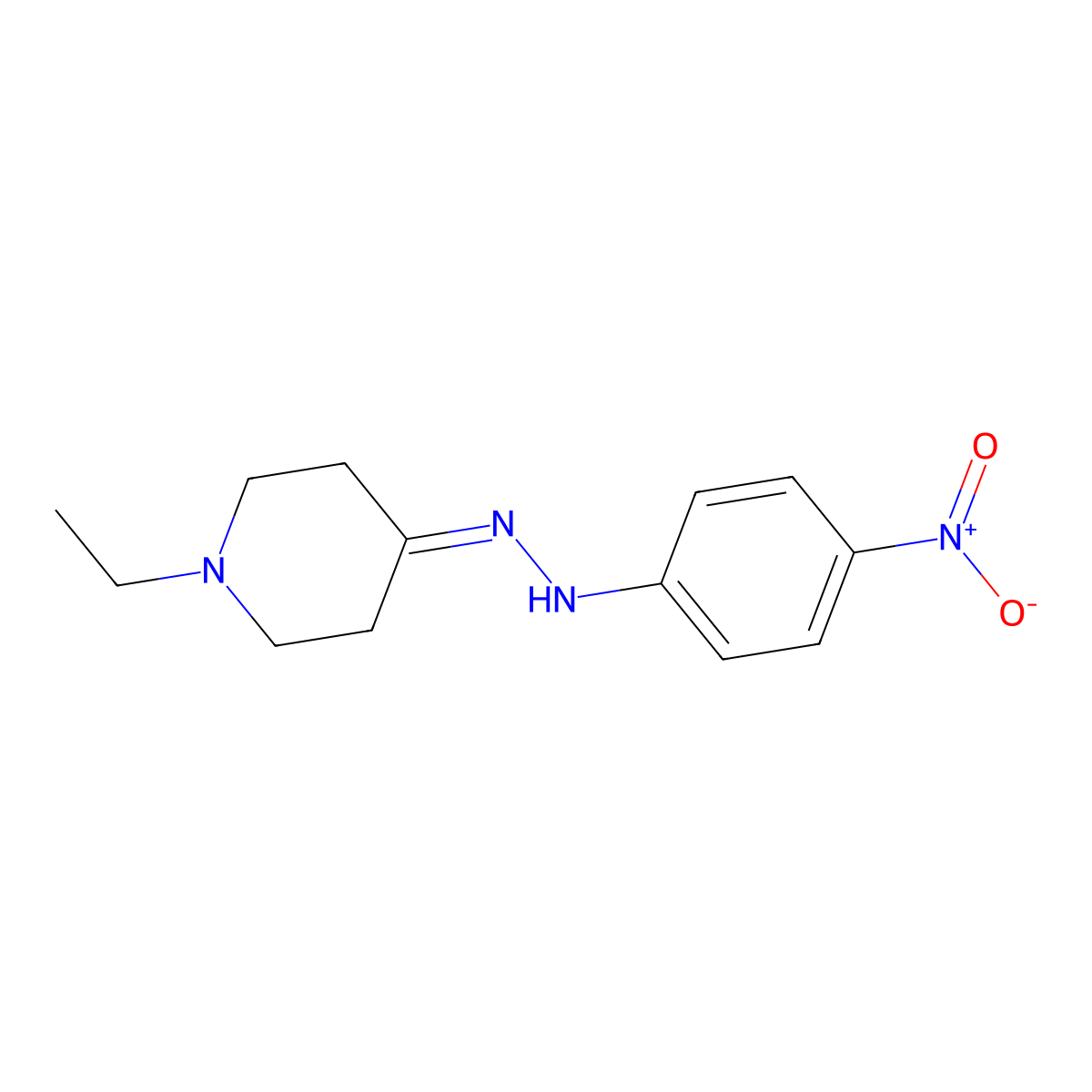 1-Ethyl-4-(2-(4-nitrophenyl)hydrazono)piperidine molecular structure, CAS 380493-82-3