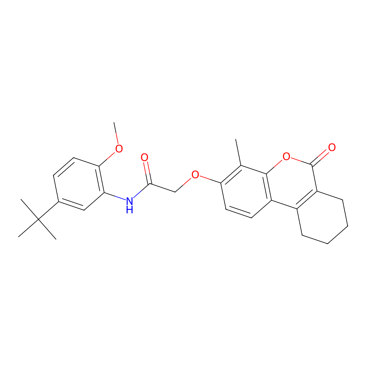 N~1~-[5-(tert-butyl)-2-methoxyphenyl]-2-[(4-methyl-6-oxo-7,8,9,10-tetrahydro-6H-benzo[c]chromen-3-yl)oxy]acetamide molecular structure, CAS 380495-45-4