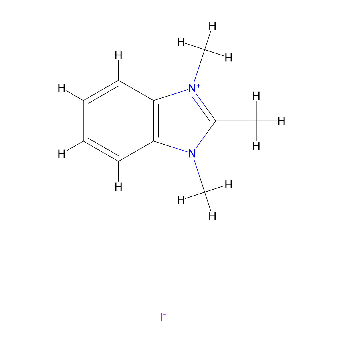 1H-Benzimidazolium, 1,2,3-trimethyl-, iodide (1:1) molecular structure, CAS 3805-38-7