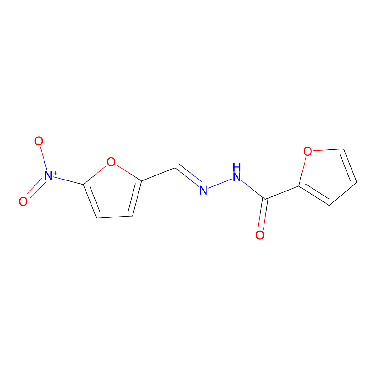 N'-[(1E)-(5-Nitrofuran-2-YL)methylidene]furan-2-carbohydrazide molecular structure, CAS 3805-47-8