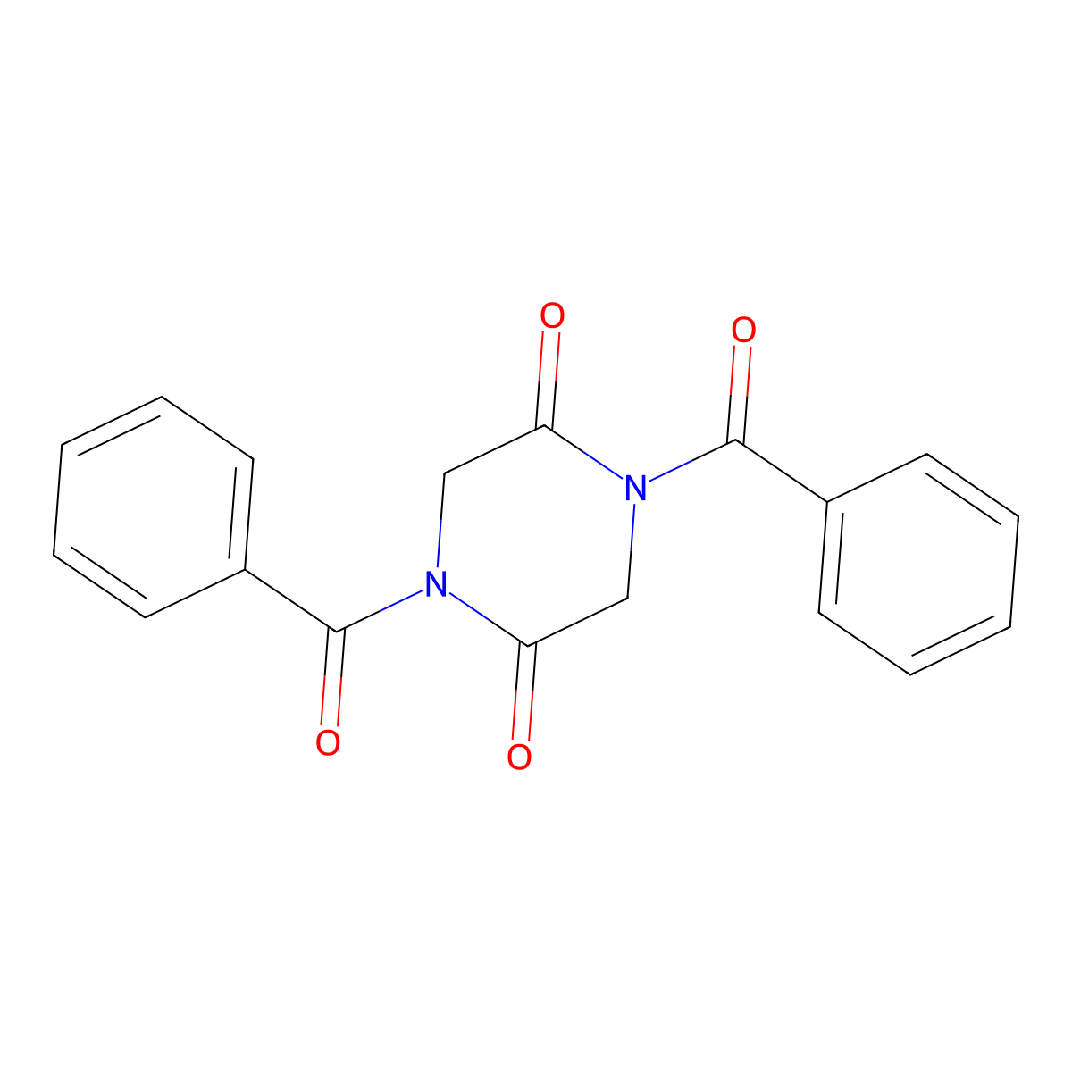 2,5-Piperazinedione, 1,4-dibenzoyl- molecular structure, CAS 38051-21-7