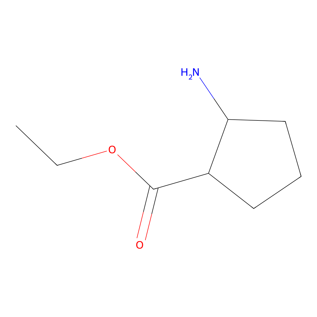 Ethyl 2-aminocyclopentanecarboxylate molecular structure, CAS 38052-23-2