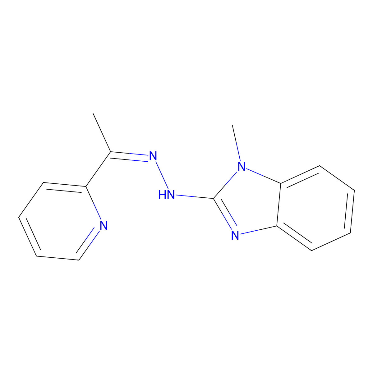 1-Methyl-N-[(E)-1-pyridin-2-ylethylideneamino]benzimidazol-2-amine molecular structure, CAS 380537-35-9