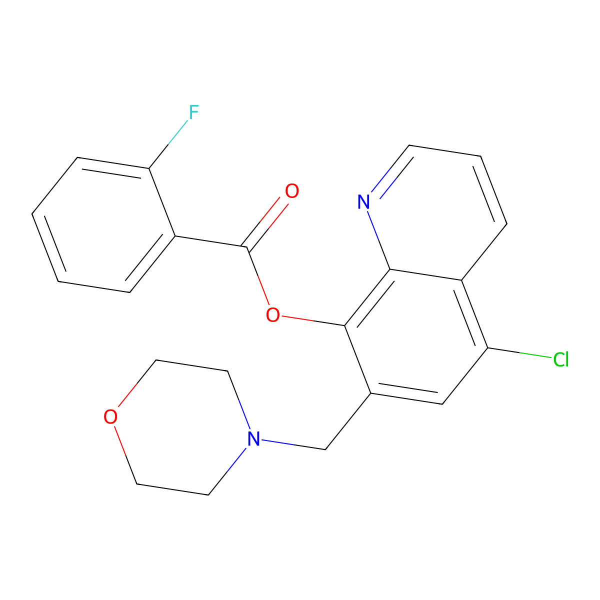 [5-Chloro-7-(morpholin-4-ylmethyl)quinolin-8-yl] 2-fluorobenzoate molecular structure, CAS 380539-32-2