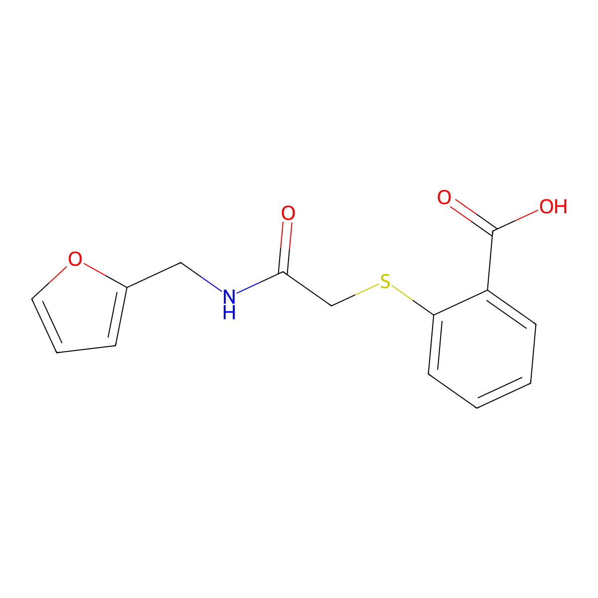 2-((2-[(2-Furylmethyl)amino]-2-oxoethyl)thio)benzoic acid molecular structure, CAS 380541-20-8