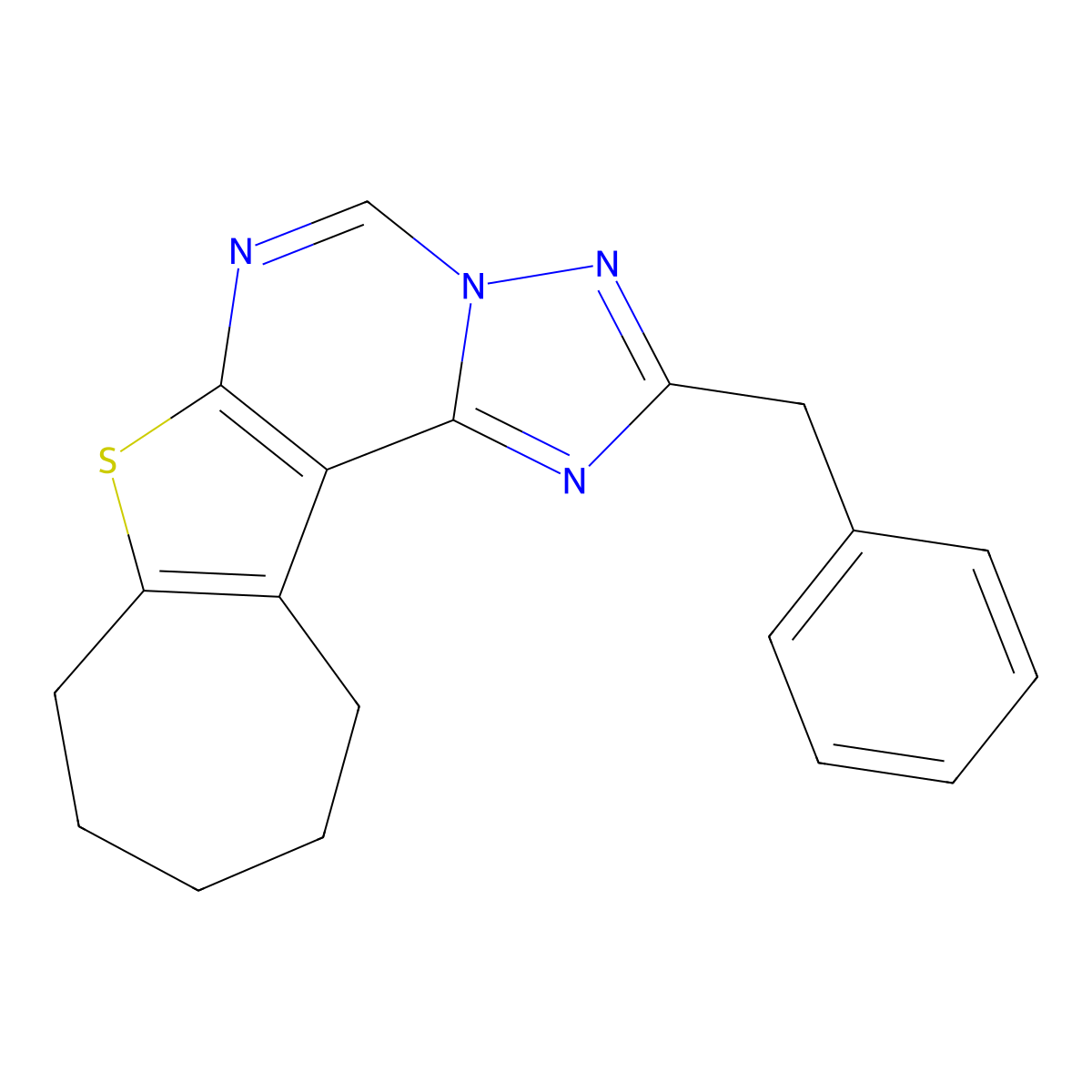 2-benzyl-9,10,11,12-tetrahydro-8H-cyclohepta[4,5]thieno[3,2-e][1,2,4]triazolo[1,5-c]pyrimidine molecular structure, CAS 380541-37-7