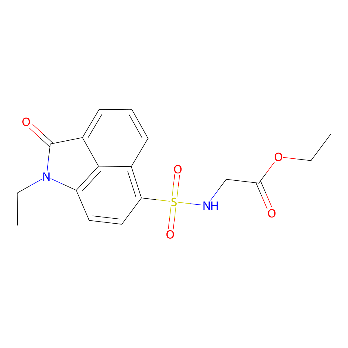 Ethyl 2-{2-ethyl-3-oxo-2-azatricyclo[6.3.1.0^{4,12}]dodeca-1(12),4,6,8,10-pentaene-9-sulfonamido}acetate molecular structure, CAS 380541-46-8