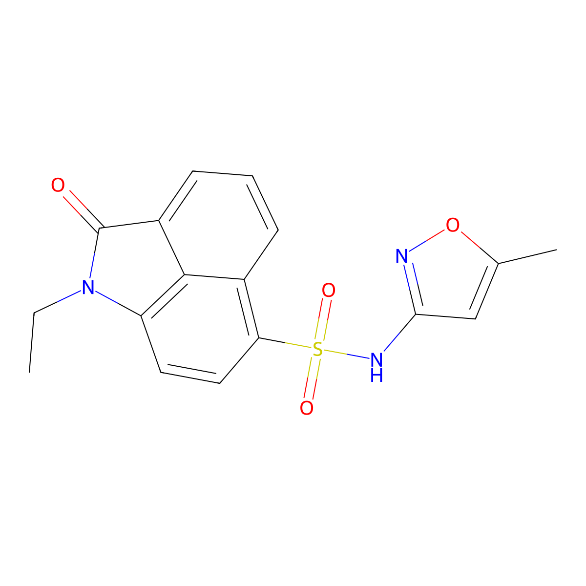 1-ethyl-N-(5-methyl-1,2-oxazol-3-yl)-2-oxo-1,2-dihydrobenzo[cd]indole-6-sulfonamide molecular structure, CAS 380542-30-3