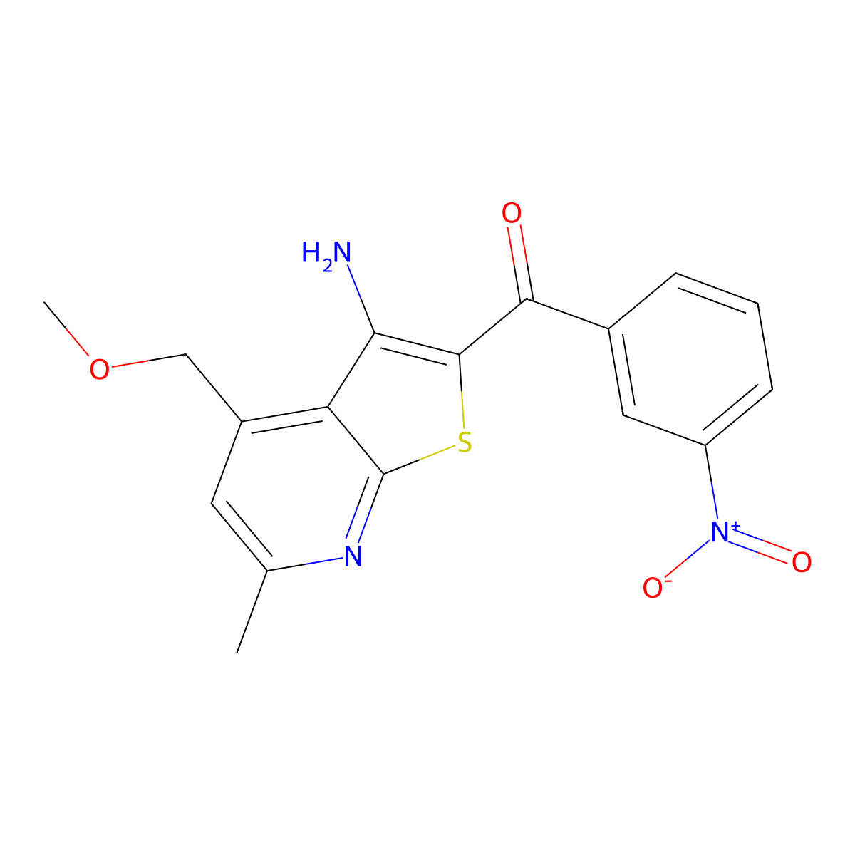 [3-Amino-4-(methoxymethyl)-6-methylthieno[2,3-b]pyridin-2-yl](3-nitrophenyl)methanone molecular structure, CAS 380543-53-3
