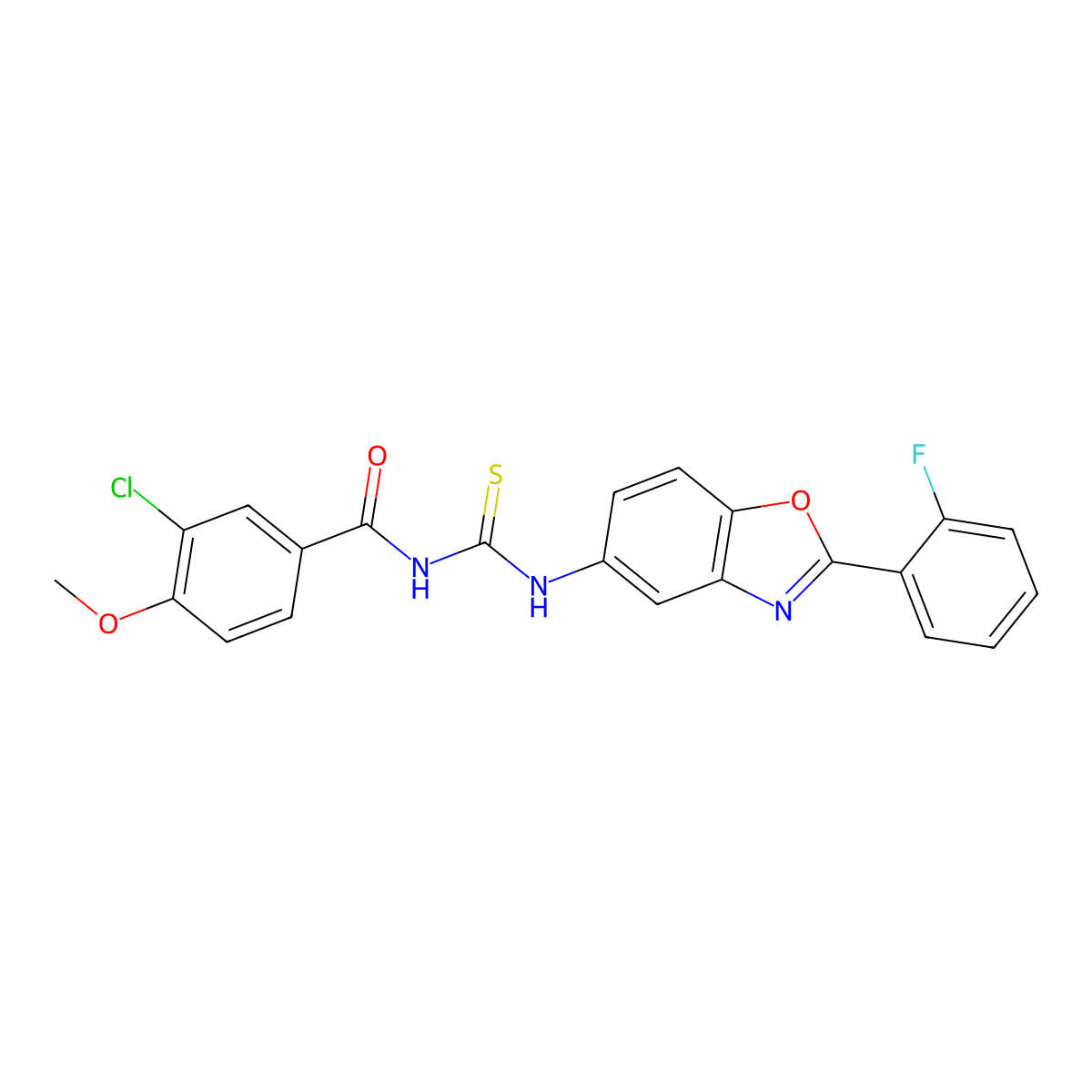 3-chloro-N-[[2-(2-fluorophenyl)-1,3-benzoxazol-5-yl]carbamothioyl]-4-methoxybenzamide molecular structure, CAS 380543-58-8
