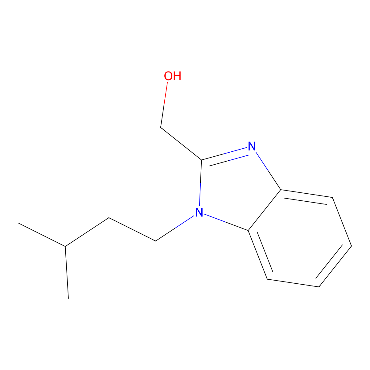[1-(3-methylbutyl)-1H-1,3-benzodiazol-2-yl]methanol molecular structure, CAS 380543-66-8