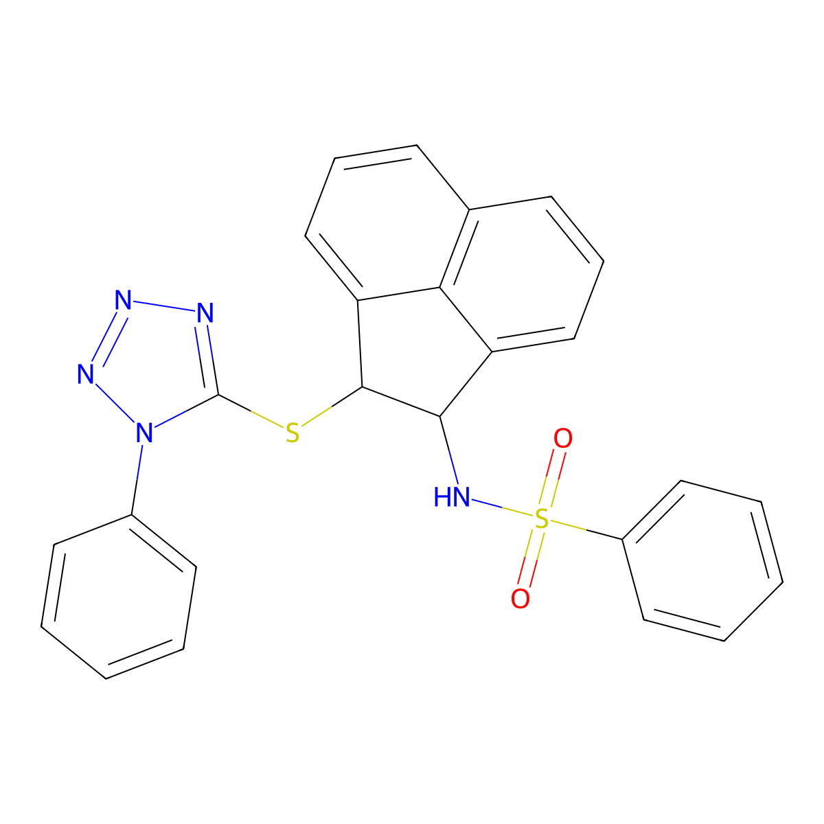 N-[2-(1-phenyltetrazol-5-yl)sulfanyl-1,2-dihydroacenaphthylen-1-yl]benzenesulfonamide molecular structure, CAS 380545-55-1