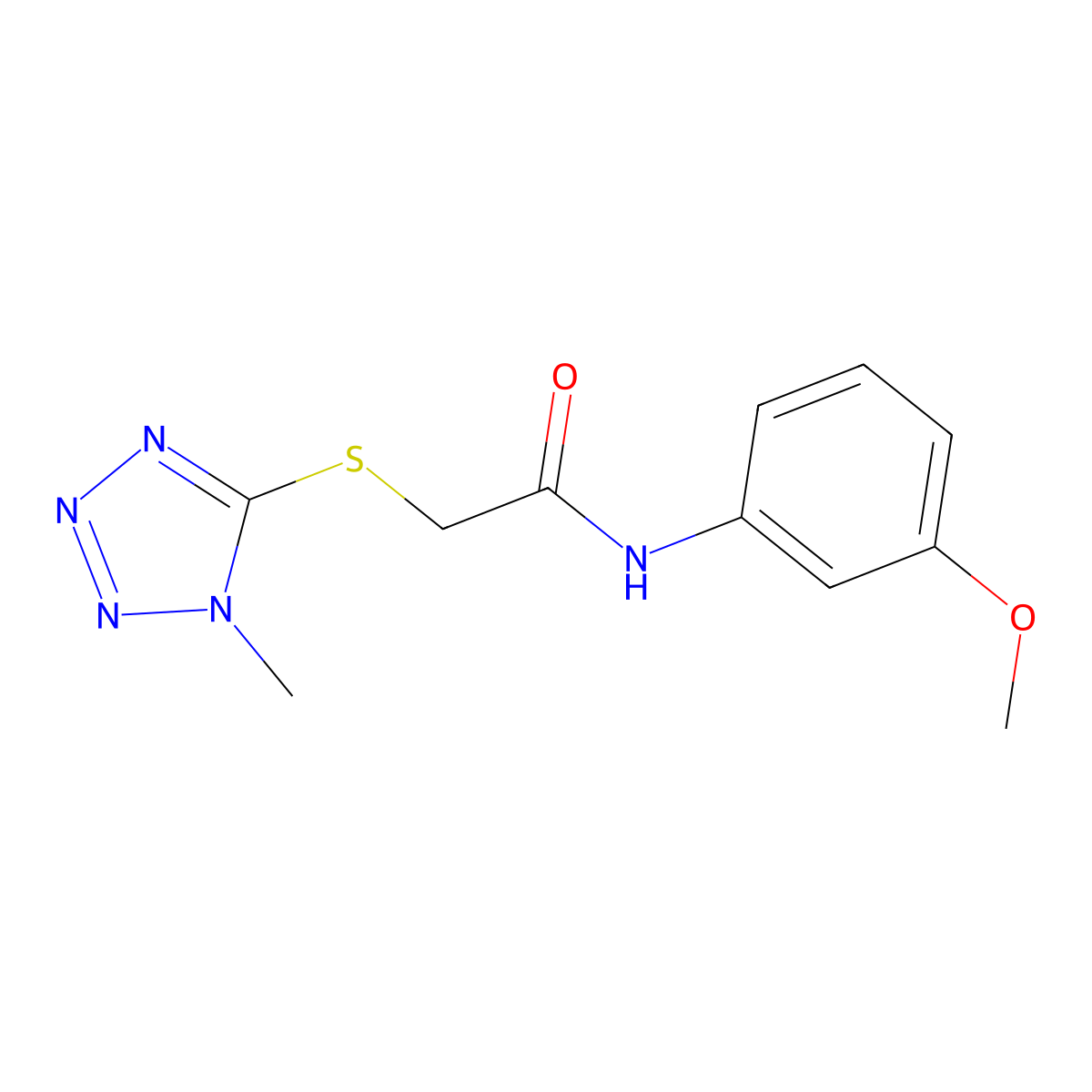 N-(3-methoxyphenyl)-2-(1-methyltetrazol-5-yl)sulfanylacetamide molecular structure, CAS 380545-77-7