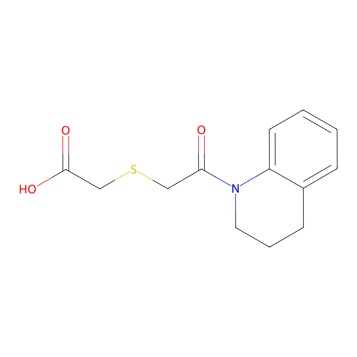 [2-(3,4-Dihydro-2H-quinolin-1-yl)-2-oxo-ethylsulfanyl]acetic acid molecular structure, CAS 380545-88-0