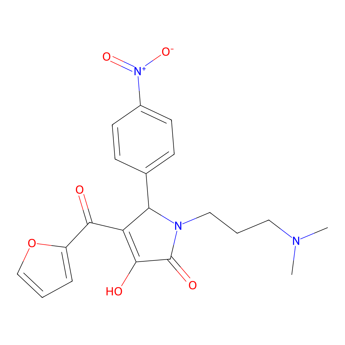 1-(3-(dimethylamino)propyl)-4-(furan-2-carbonyl)-3-hydroxy-5-(4-nitrophenyl)-1H-pyrrol-2(5H)-one molecular structure, CAS 380546-97-4