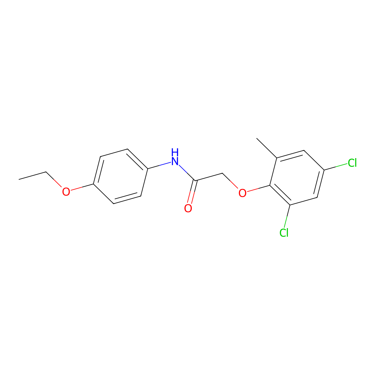 2-(2,4-dichloro-6-methylphenoxy)-N-(4-ethoxyphenyl)acetamide molecular structure, CAS 380547-97-7