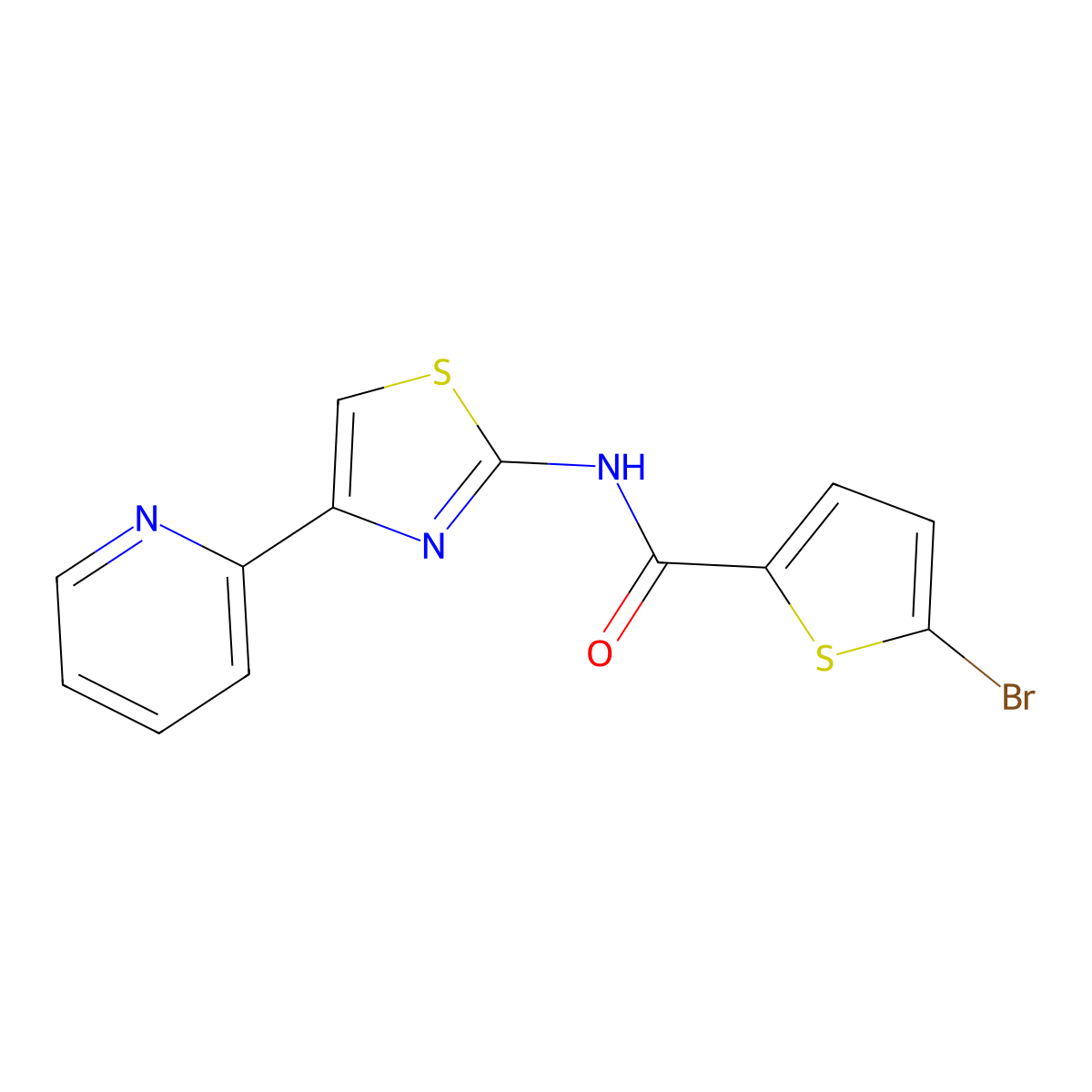 5-bromo-N-(4-(pyridin-2-yl)thiazol-2-yl)thiophene-2-carboxamide molecular structure, CAS 380549-69-9