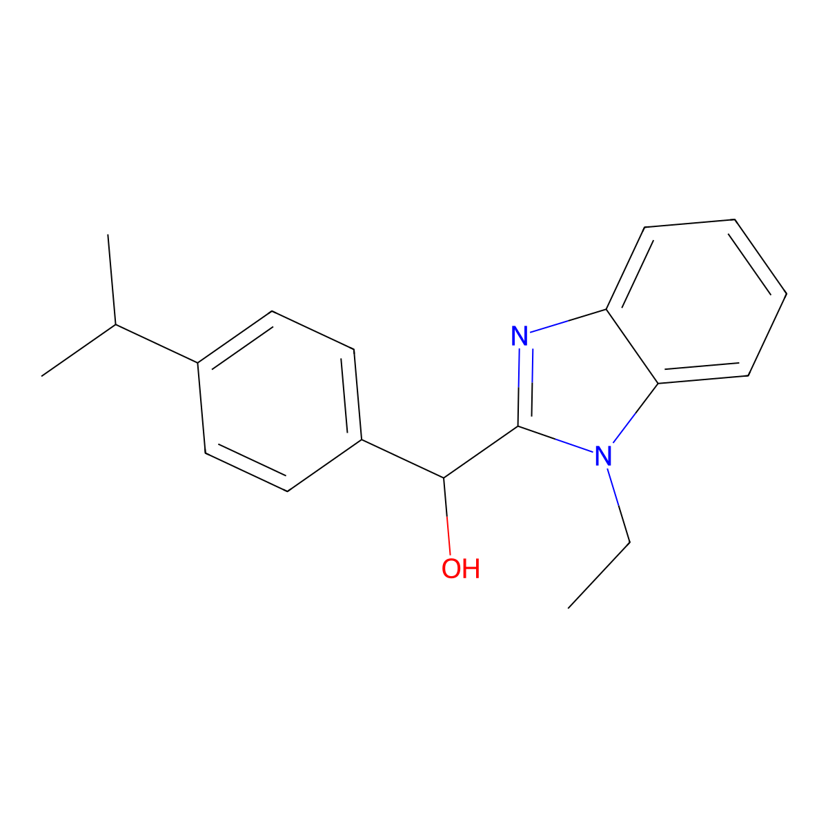 (1-Ethylbenzimidazol-2-yl)-(4-propan-2-ylphenyl)methanol molecular structure, CAS 380549-70-2
