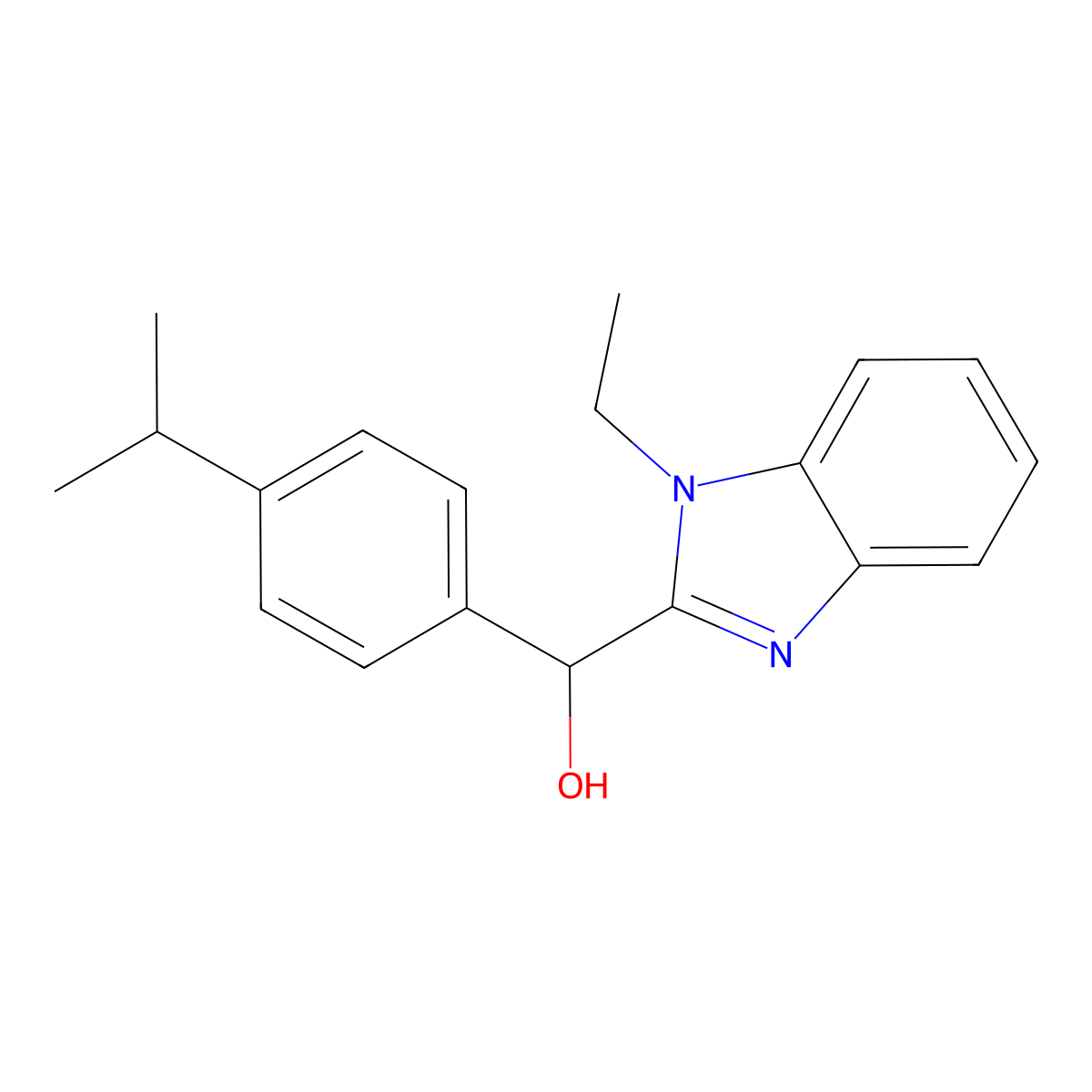 (1-Ethylbenzimidazol-2-yl)-(4-propan-2-ylphenyl)methanol molecular structure, CAS 380549-70-2