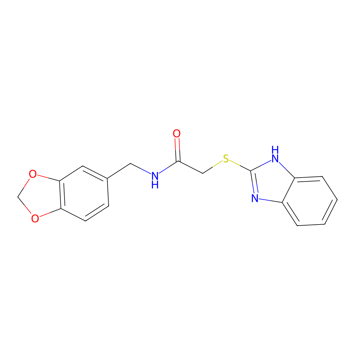 2-(1H-benzimidazol-2-ylsulfanyl)-N-(1,3-benzodioxol-5-ylmethyl)acetamide molecular structure, CAS 380549-73-5