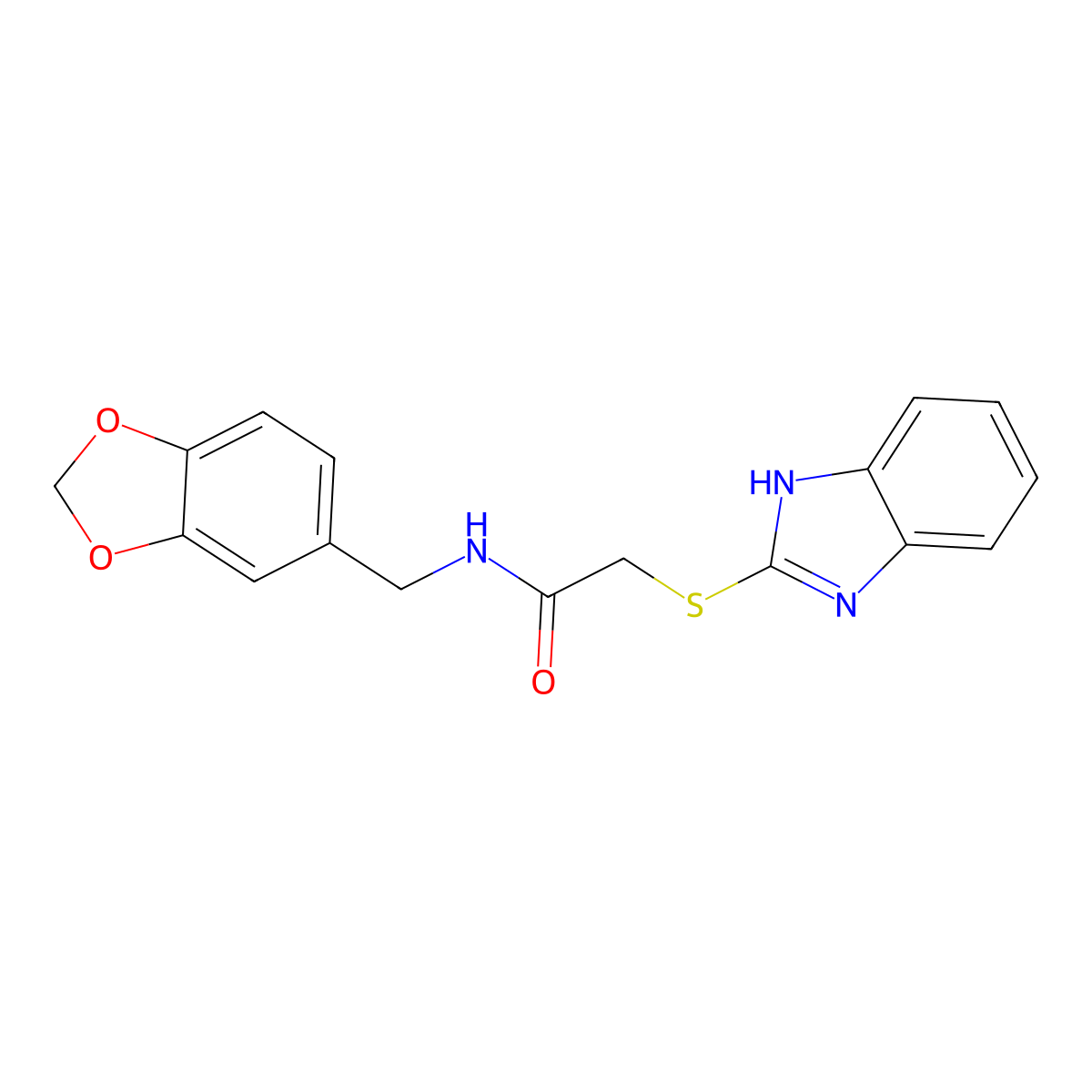 2-(1H-benzimidazol-2-ylsulfanyl)-N-(1,3-benzodioxol-5-ylmethyl)acetamide molecular structure, CAS 380549-73-5