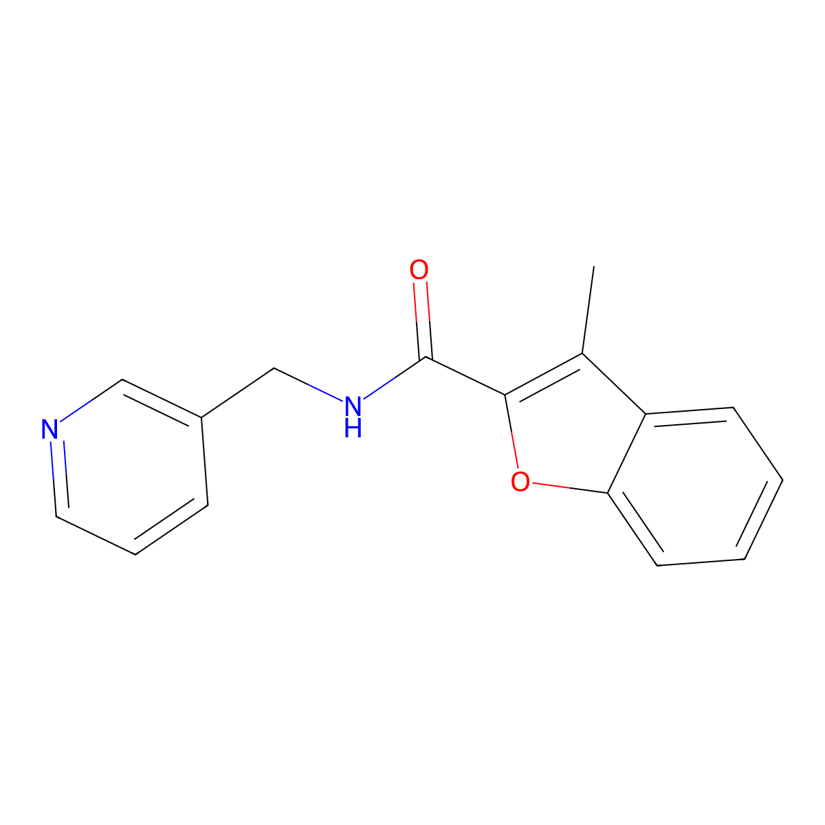 3-methyl-N-(pyridin-3-ylmethyl)-1-benzofuran-2-carboxamide molecular structure, CAS 380550-20-9