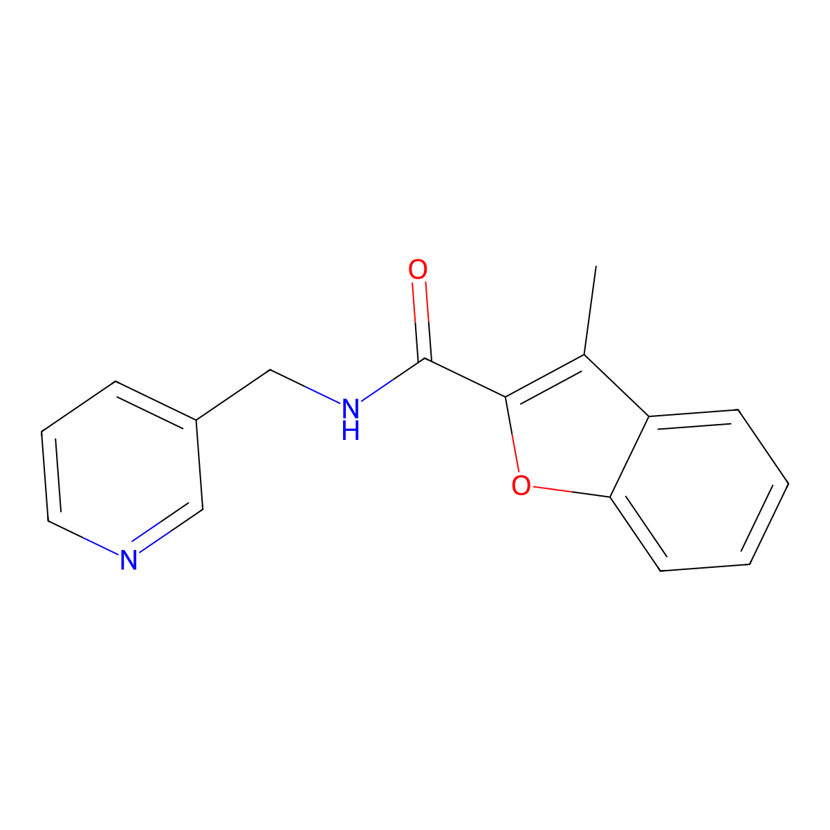 3-methyl-N-(pyridin-3-ylmethyl)-1-benzofuran-2-carboxamide molecular structure, CAS 380550-20-9