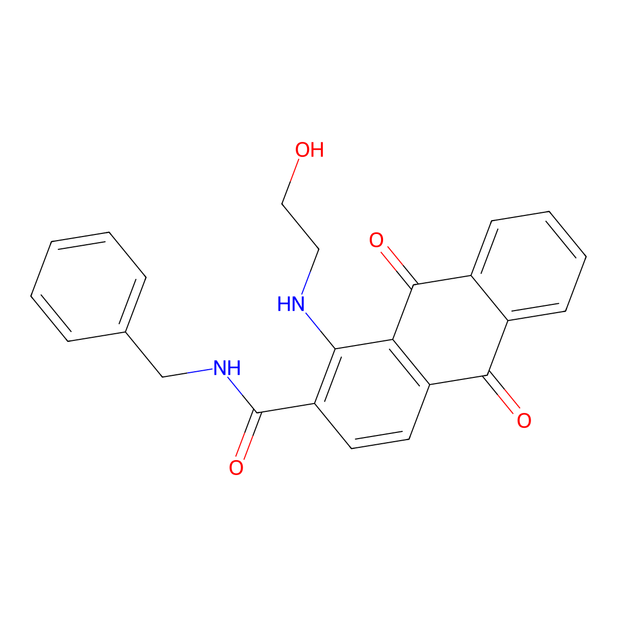 N-benzyl-1-(2-hydroxyethylamino)-9,10-dioxoanthracene-2-carboxamide molecular structure, CAS 380550-75-4