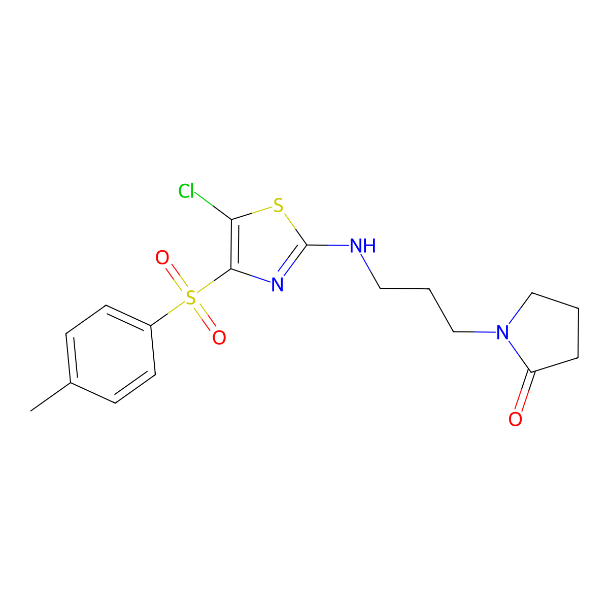 1-(3-((5-Chloro-4-tosylthiazol-2-yl)amino)propyl)pyrrolidin-2-one molecular structure, CAS 380550-86-7