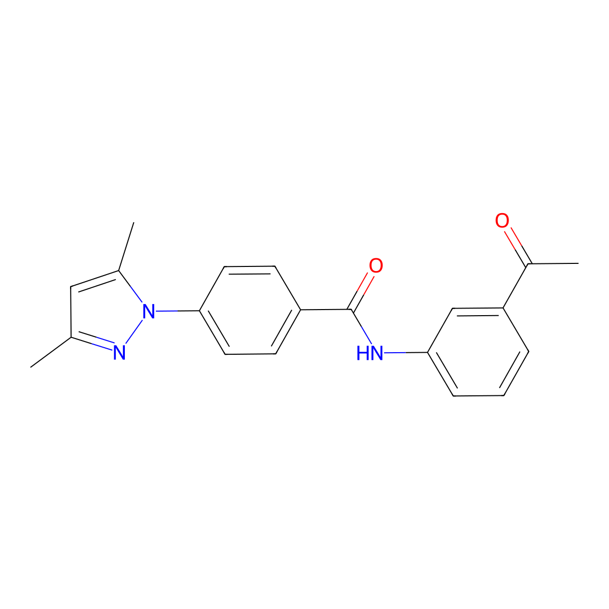N-(3-acetylphenyl)-4-(3,5-dimethyl-1H-pyrazol-1-yl)benzamide molecular structure, CAS 380551-33-7