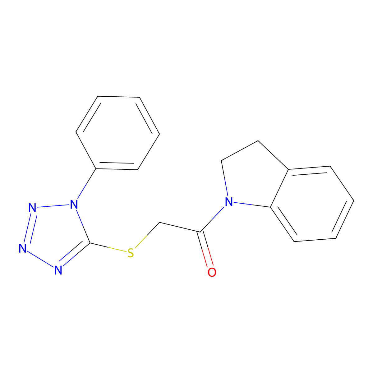 1-(2,3-Dihydroindol-1-yl)-2-(1-phenyltetrazol-5-yl)sulfanylethanone molecular structure, CAS 380551-65-5