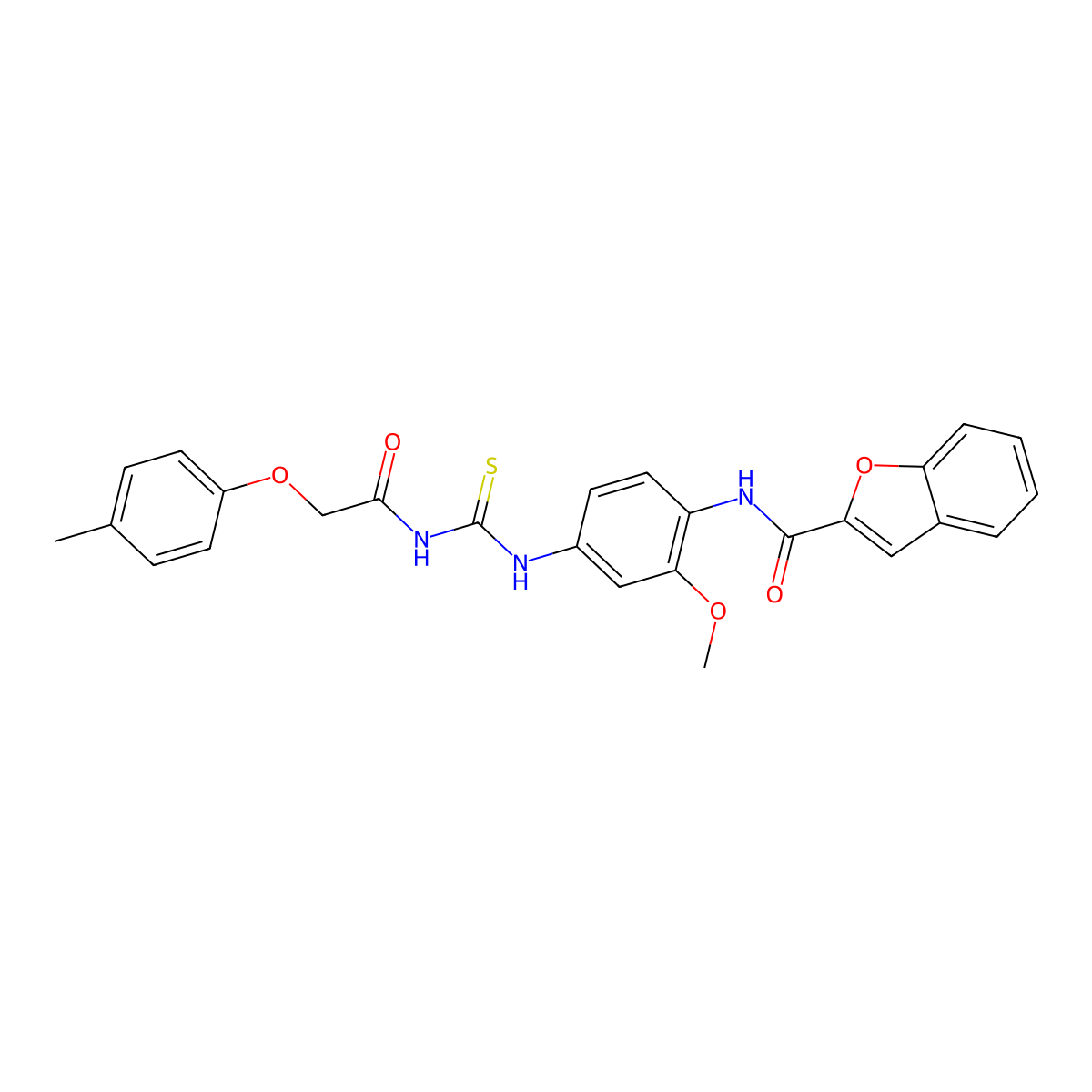 N-[2-methoxy-4-[[2-(4-methylphenoxy)acetyl]carbamothioylamino]phenyl]-1-benzofuran-2-carboxamide molecular structure, CAS 380551-69-9
