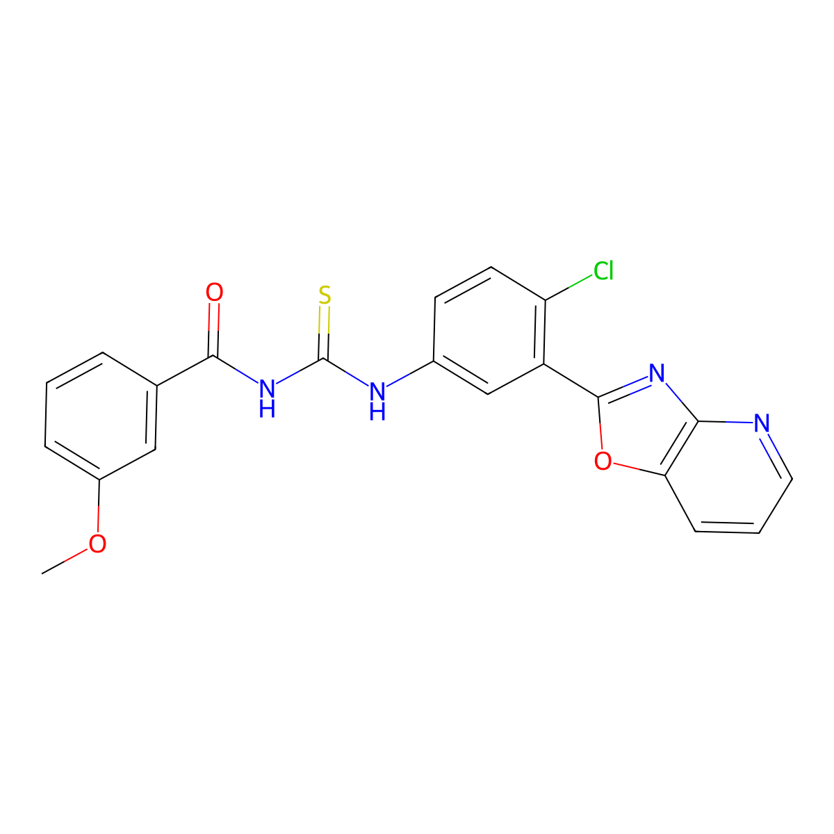 N-[[4-chloro-3-([1,3]oxazolo[4,5-b]pyridin-2-yl)phenyl]carbamothioyl]-3-methoxybenzamide molecular structure, CAS 380552-03-4