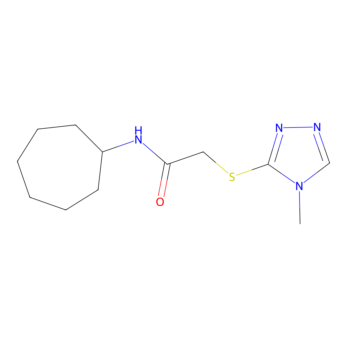 N-cycloheptyl-2-[(4-methyl-1,2,4-triazol-3-yl)sulfanyl]acetamide molecular structure, CAS 380553-03-7