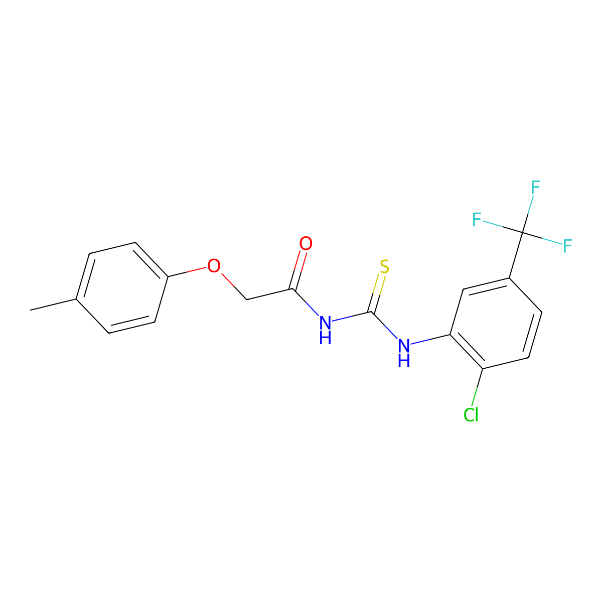 N-[[2-chloro-5-(trifluoromethyl)phenyl]carbamothioyl]-2-(4-methylphenoxy)acetamide molecular structure, CAS 380553-33-3